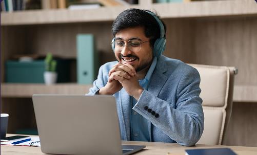 Author teaching from a laptop
